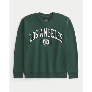 Hollister Men’s Relaxed Fit Los Angeles Green Sweatshirt Size XL